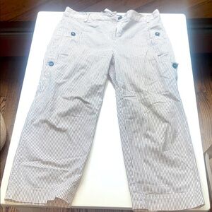 Elliott Lauren Black and White Striped Cargo Cropped Pants